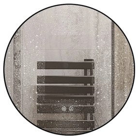 🪞 Oglindă LED cu Touch, Funcție Dezaburire și 3 Tipuri de Lumină – Model J188-60 Smack, Ø60 cm, Ramă Negru Mat