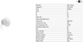 Aplica LED pentru baie IP44 NUBO D-12cm alba