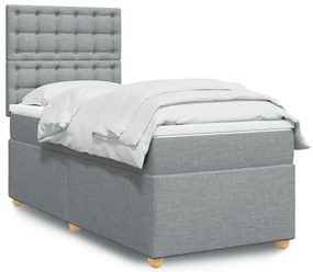 vidaXL Pat continental cu saltea, gri deschis, 80x200 cm, textil