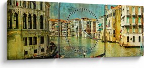 Tablou - Canalul de la Veneția și gondole (cu ceas) (90x30 cm)