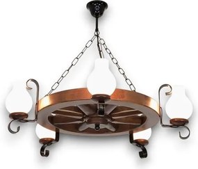 Brilagi - Candelabru cu lanț ROATA 5xE14/40W/230V Ø 70 cm fag/nuc