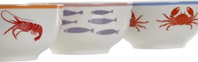 Bol din porțelan cu motive marine, 14×14×8 cm, „Aigua"