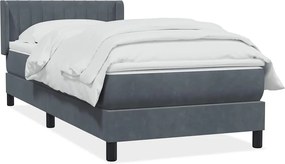vidaXL Pat box spring cu saltea, gri închis, 80x220 cm, catifea
