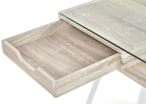 Birou Habra, transparent / stejar sonoma