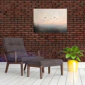 Tablou pe sticlă - Stol de păsări (70x50 cm)