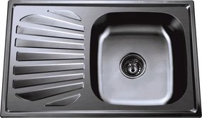 Chiuveta inox Inter Ceramic cu o cuva cu picurator stanga finisaj negru lucios 80x50 cm