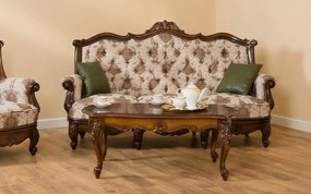 Măsuță lemn masiv de cafea Piero, 120 × 60 × 55 cm - Alb cu patina aurie