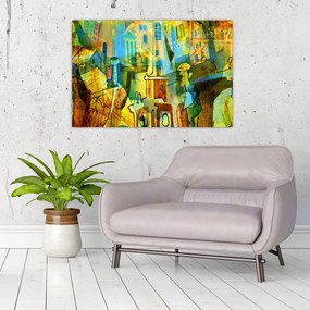 Tablou - Arhitectură, abstractizare cubistă (90x60 cm)