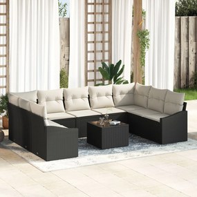vidaXL Set de canapele pentru grădină 10 pcs Negru Rattan poli