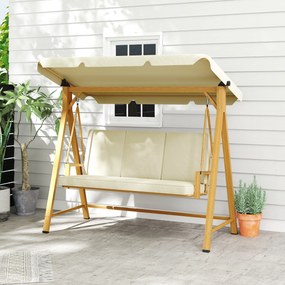 Outsunny Balansoar de Grădină 3 Locuri cu Acoperiș și Perne 195x120x170cm Bej | Aosom Romania