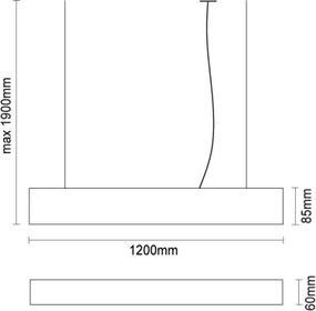 Lampă suspendată LED pe cablu, 55 W, 230 V, 3000/4000/6500 K, 120 cm, neagră