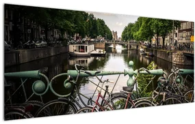 Tablou cu bicicleta în oraș (120x50 cm)