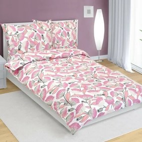 Lenjerie de pat Bellatex Crepe Fan roz, 140 x 200 cm, 70 x 90 cm