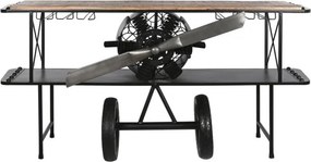 Consolă tip bar din metal și lemn, negru, "Airplane"