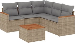 vidaXL Set canapele de grădină cu perne, 6 piese, bej, poliratan