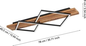 Eglo 901935 - Plafonieră LED BOYA LED/13W/230V + LED/15W negru/maro