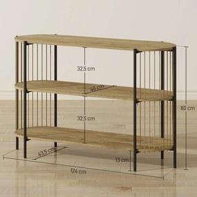 HOMCOM Blat de Consolă cu Coardă de Hârtie Împletită Manual Cadru de Oțel Stil Bohemian 124x43,5x80 cm Natural | Aosom Romania