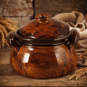 Oala de sarmale sau friptura din lut smaltuit, 7 litri, cu capac