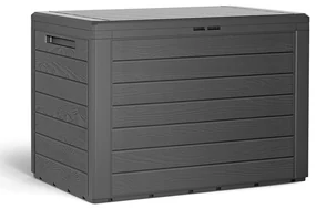 Banca/cutie cu spatiu depozitare cu roti 190 L Woody Antracit 78 x 438 x 55 cm