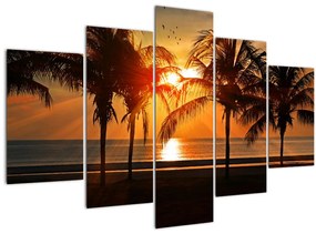 Tablou cu palmier în apus de soare (150x105 cm)