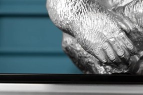 Statueta decorativa gorila Kong argintie