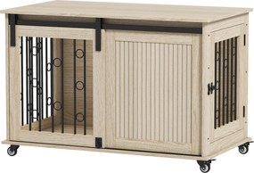 PawHut Cușcă pe roți, ușă culisantă, 100 x 56 x 65 cm, lemn, oțel | Aosom Romania