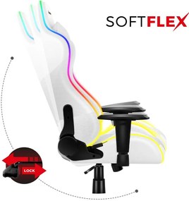 Fotoliu gaming Fusion 6.2 (alb + multicolor) (cu iluminat LED). 1087488