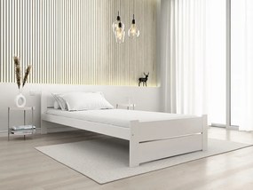 Pat de o persoana Culoare alb, IKAROS DOUBLE 90 x 200 cm Saltele: Fara saltea, Somiera pat: Cu lamele drepte