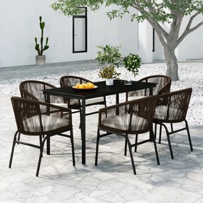 vidaXL Set de mobilier pentru grădină, 7 piese, maro