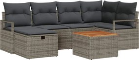 vidaXL Set de canapele pentru grădină cu pernă 7 pcs Gri poliratan
