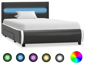 284978 vidaXL Cadru de pat cu LED, antracit, 90 x 200 cm, piele ecologică