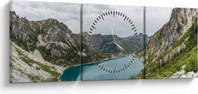 Tablou cu lac în munți (cu ceas) (90x30 cm)