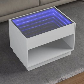 847658 vidaXL Măsuță de cafea cu LED infinity, alb, 70x50x50 cm