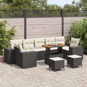 vidaXL Set de canapele pentru grădină 10 pcs Negru poliratan