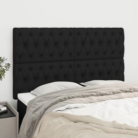 Tablii de pat, 4 buc, negru, 72x7x78 88 cm, textil 4, Negru, 144 x 7 x 118 128 cm