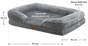 Juskys Pat pentru caini Sheena L 98 x 70 cm - gri