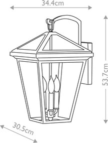 Quintiesse QN-ALFORD-PLACE2-L-MB - Aplică de perete pentru exterior ALFORD L 3xE14/40W/230V IP44
