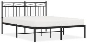 373691 vidaXL Cadru de pat metalic cu tăblie, negru, 140x190 cm