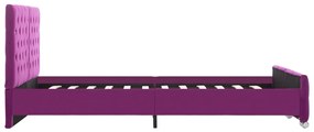 Cadru de pat, violet, 140 x 200 cm, material textil Violet, 140 x 200 cm