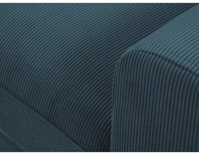 Colțar albastru închis extensibil, cu spațiu de depozitare cu tapițerie din catifea reiată (cu colț pe partea stângă, cu șezlong) Kyoto – Cosmopolitan Design