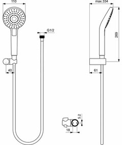 Set de dus Ideal Standard IdealRain Evo Round cu para dus 110 mm si agatatoare