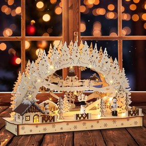 Monzana Arc LED de Crăciun CLEMENT, 45x12,5x28cm, maro natural