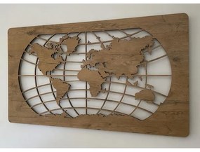 Li-Go 4868/DUB2 - Decorațiune de perete LED, 24W, 230V, 110x60 cm, stejar/harta lumii