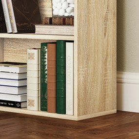 HOMCOM Bibliotecă raft de depozitare 5 nivele cu rafturi reglabile pentru living, dormitor, birou, 60x24x133,5 cm, natural | Aosom Romania
