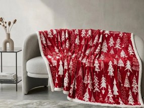Patura miel din microplus de Craciun CHRISTMAS TREES rosu Dimensiune: 160 x 200 cm