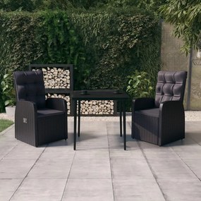3099491 vidaXL Set mobilier de grădină cu perne, 3 piese, negru