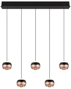 Lustră negru-arămiu LED cu abajur din metal Orbit – Trio Select