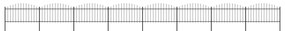 Gard de gradina cu varf sulita, negru, (1,25-1,5)x13,6 m otel 1, 125-150 cm, 13.6 m