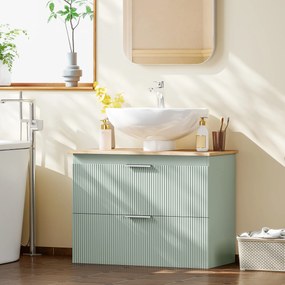 HOMCOM Corp sub lavoar, mobilier de baie cu 2 sertare, stil modern, 80 x 40 x 60 cm, verde și lemn natural | Aosom Romania