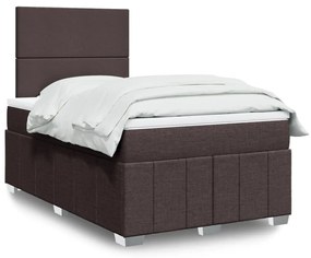vidaXL Pat box spring cu saltea, maro închis, 120x200 cm, textil